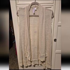 Francesca's Cream Knit Cardigan Vest